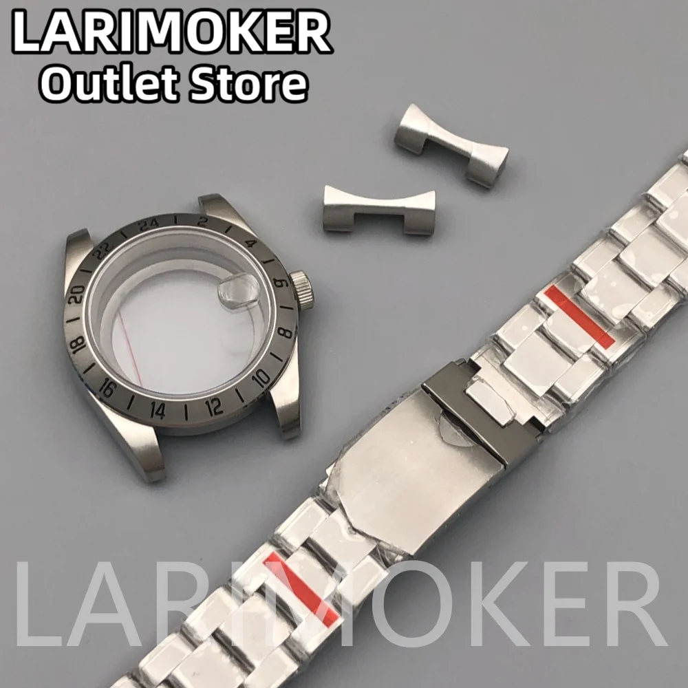 LARIMOKER 39mm Silber Roes Gold Schwarz Uhrengehäuse Saphirglas 24H Feste Lünette passend für NH35a PT5000 Uhrwerk Herrenuhrenteile