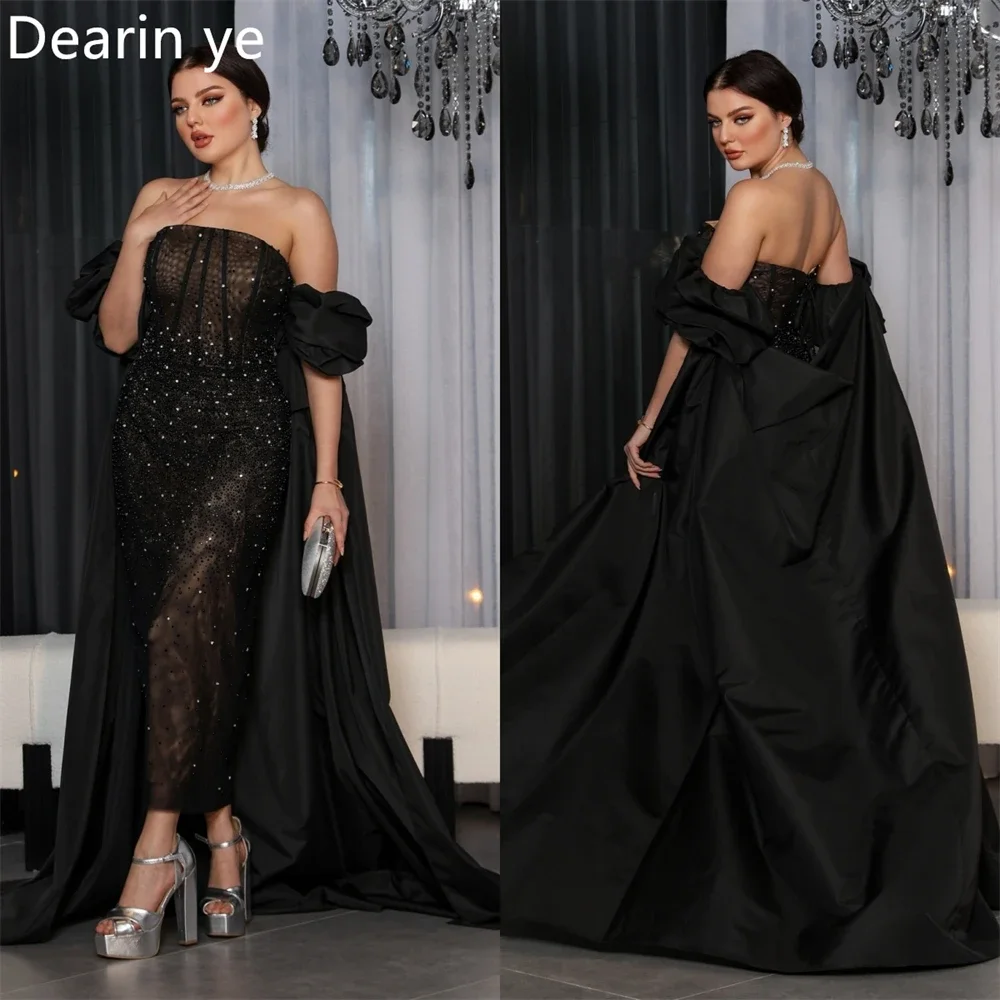 

Customized Evening Gown Saudi Arabia Dearin Strapless Column Ankle Length Skirts Tulle Bespoke Occasion Dresses Formal Prom Dres