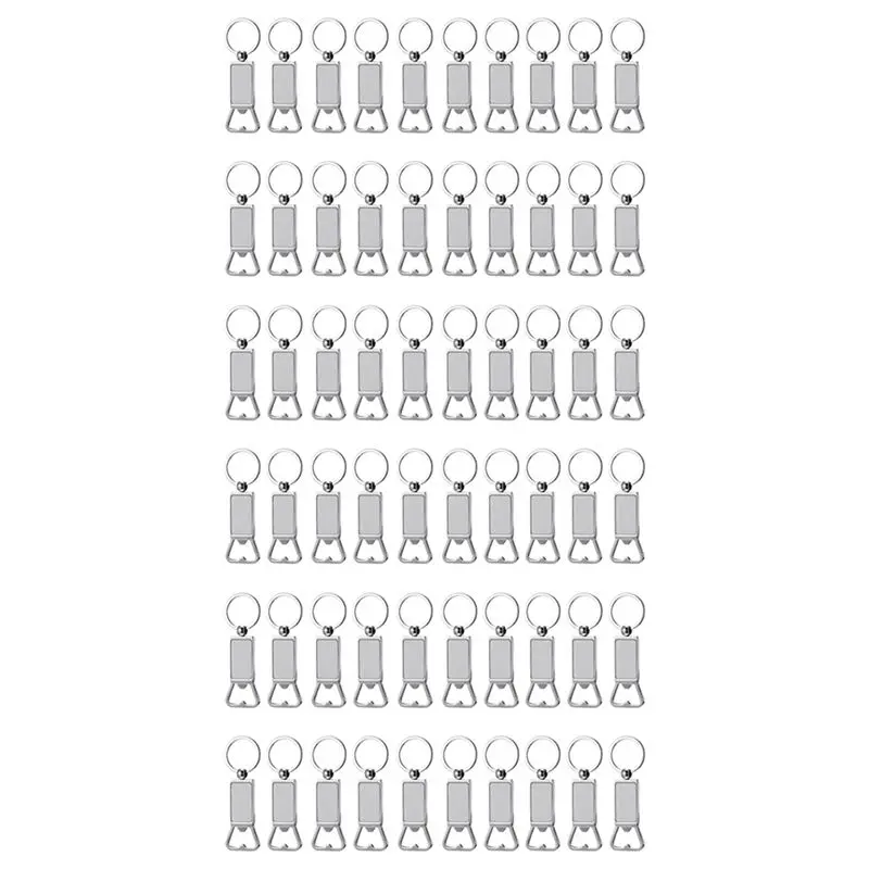 60PCS Sublimation Blanks Keychains Metal Bottle Opener Blank Key Rings Gift For Your Boyfriend, Husband, Father-AT36
