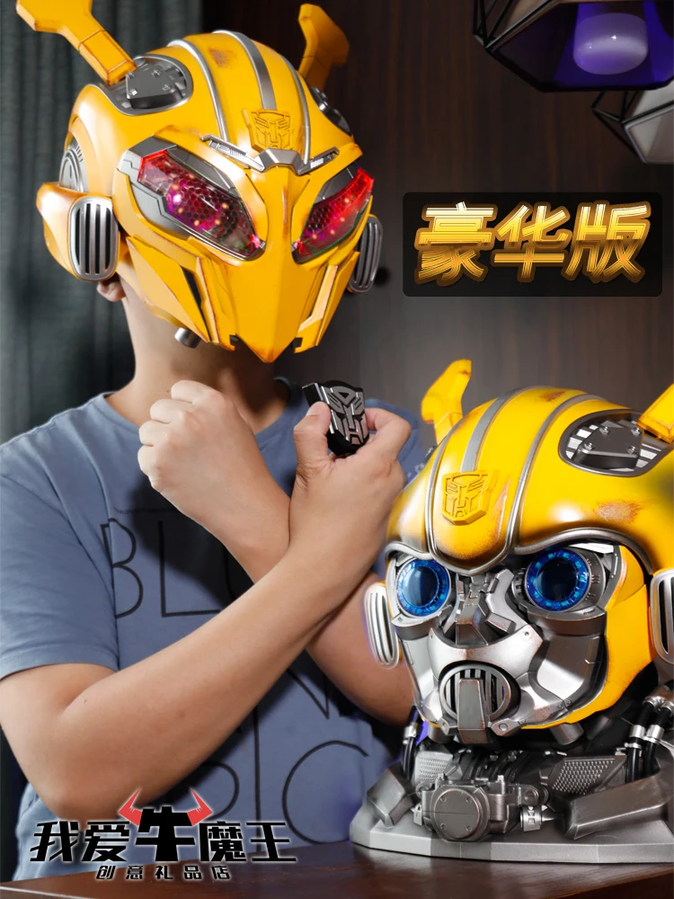 1:1 Wearable Helmet English Voice Control Mask Bluetooth Base Light Up Eyes Action Collection Figure For Birthday Gift In Stock