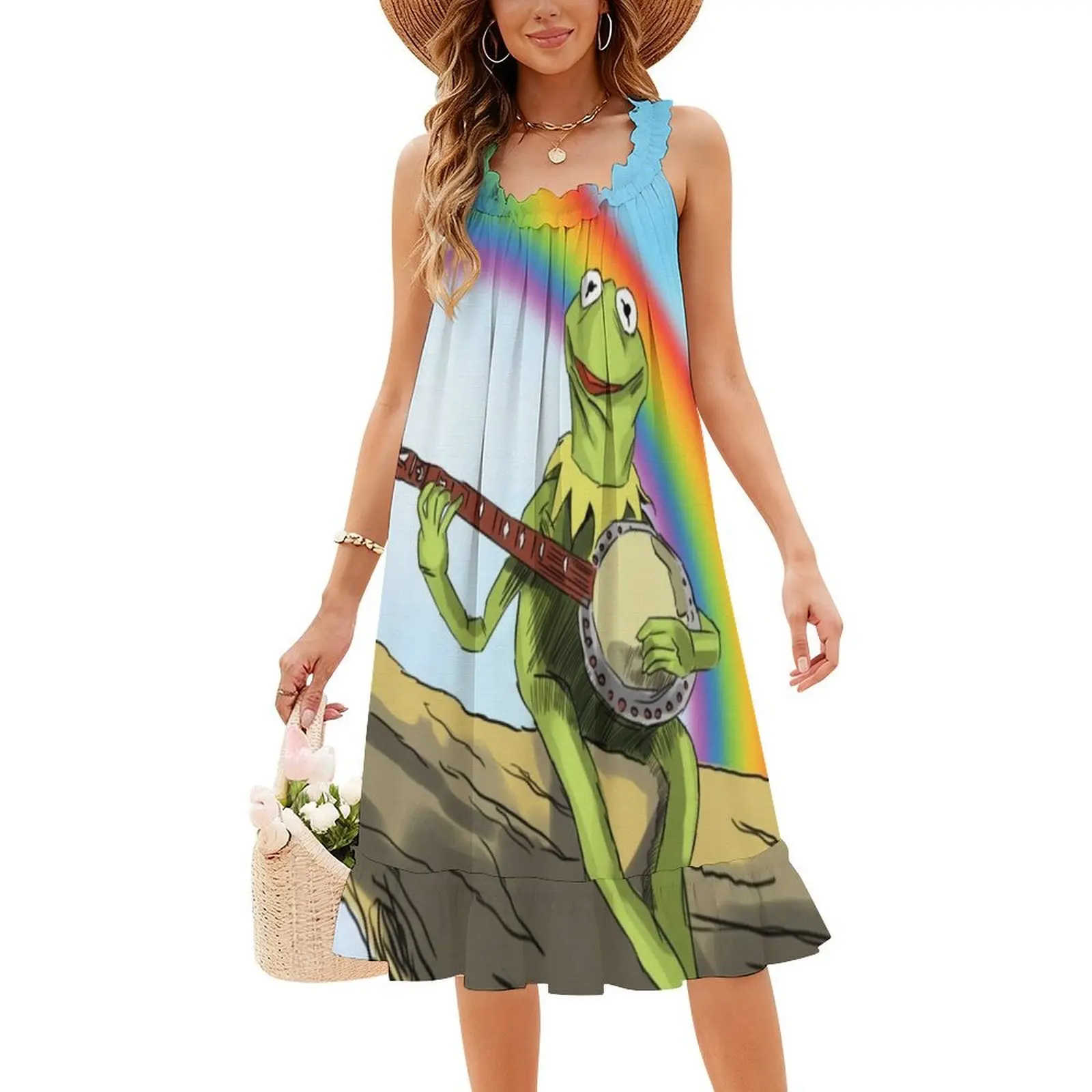 Vestido informal de estilo coreano The Rainbow 2 para mujer, vestidos sencillos de oficina para uso diario, The Animal Drummer Rainbow The Show Evening