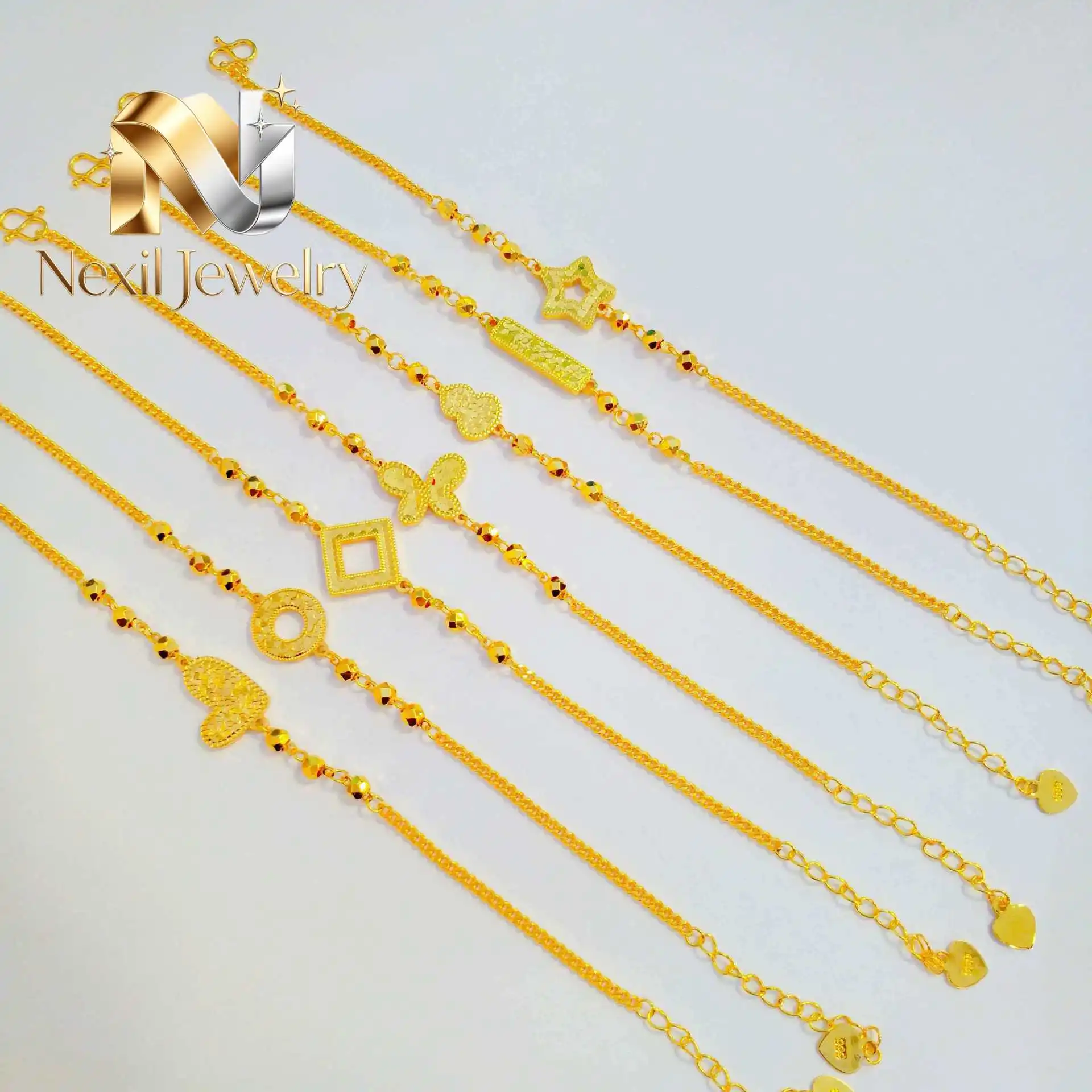 Nexil Jewelry   Nexil Jewelry  Light Luxury Heart & Butterfly Bracelet Women's 24K Gold AU999 - Glittering gold butterfly, exqui
