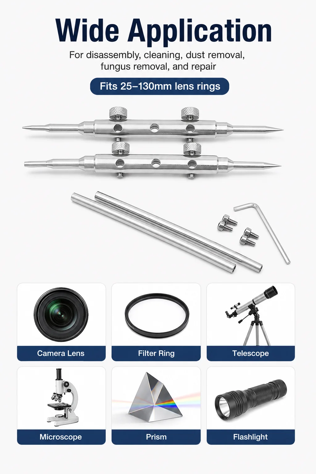Camera Lens Repair Spanner Wrench Tool Kit Stainless Steel Adjustable Optical Lens Filter Telescope Disassembly Repair Tool