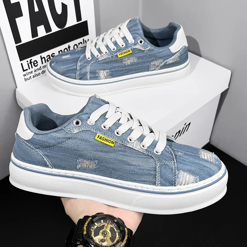 

Casual Canvas Shoes for Men Breathable Versatile Thick Bottom Youth Leisure Board Shoes Design Sensation Sports Low Top Sneakers