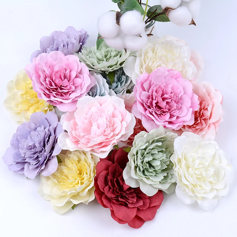 10Pcs Artificial Peony Flowers 10cm Fake Flower Heads for Home Room Dceor Garden Wedding Marriage Decoration DIY Gifts Accessory