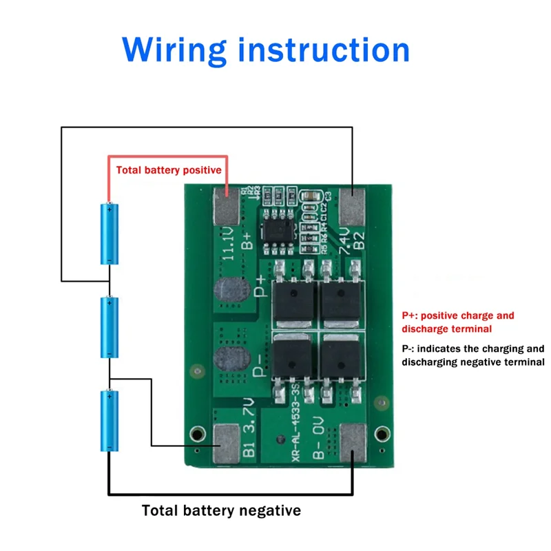 

AB02 3S 12.6V 10A Li-Ion Lithium Battery Protection Board Sprayer Solar Street Light 18650 Lithium Battery Protection Board