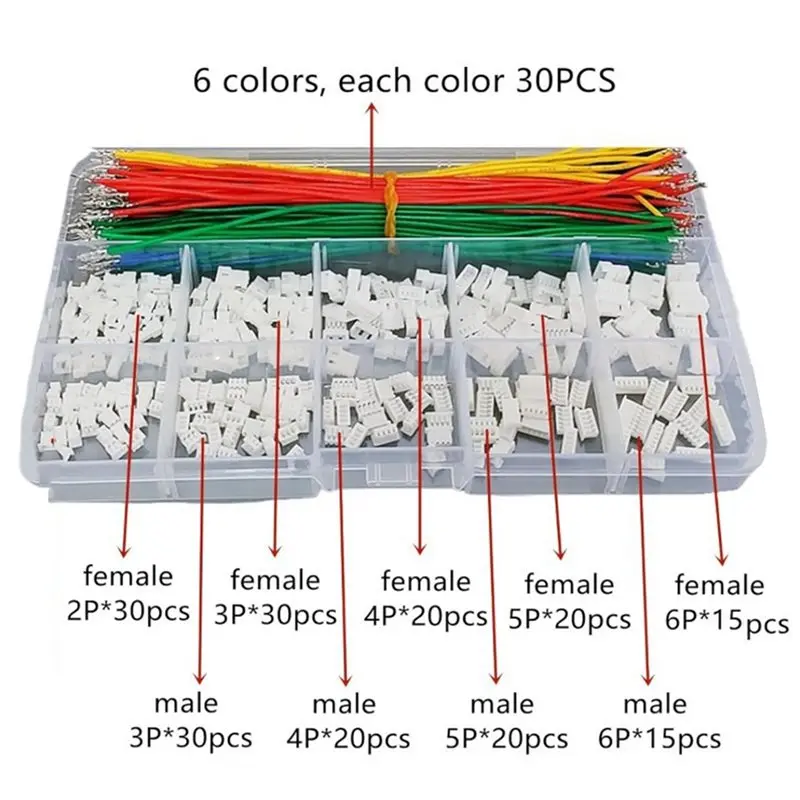 ABHI-2X Jst 1.25Mm Pitch Extension Cable Male Female Connector 2/3/4/5/6 Pin Housing Adapter With Pre Pressed Silicon Wire