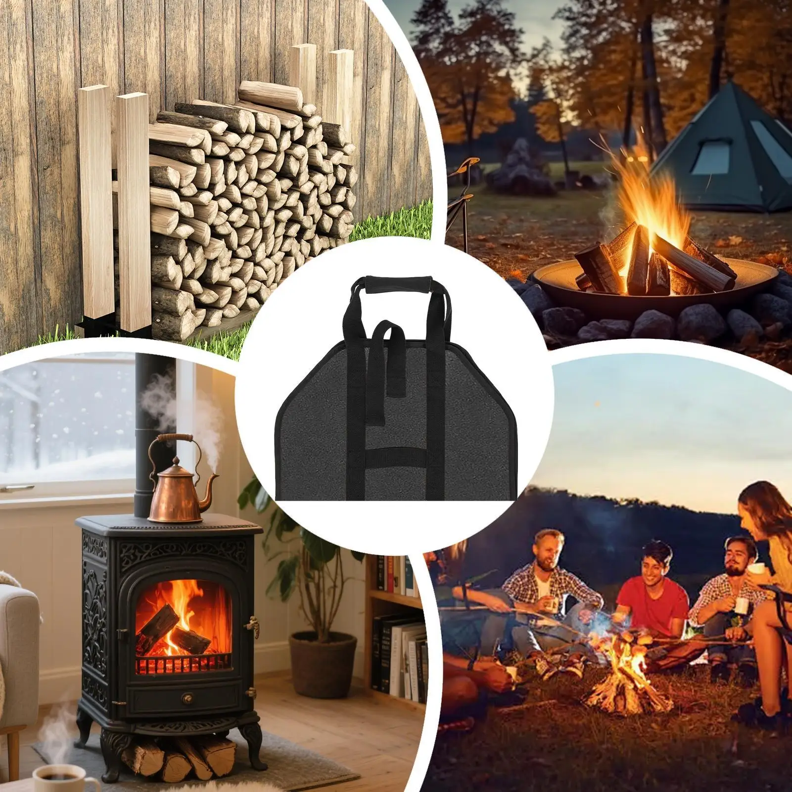 

Переноска для дров, портативная водонепроницаемая сверхмощная уличная сумка-переноска для дров, сумка-тоут для использования в помещении, на открытом воздухе, для кемпинга, костра, печь