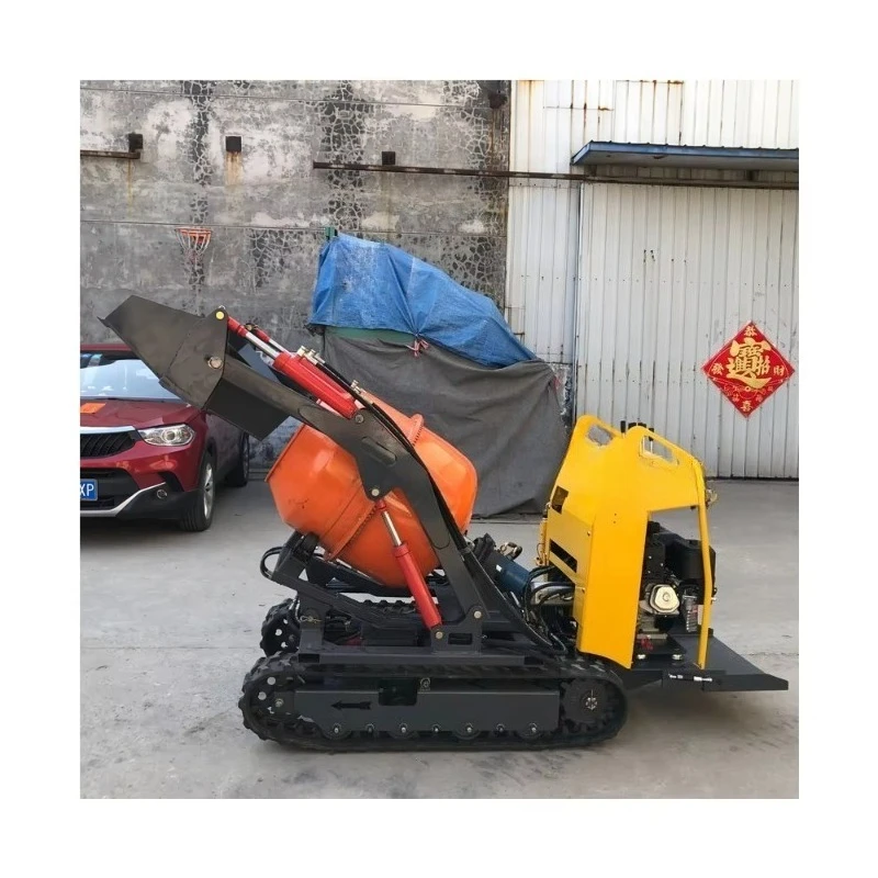 Full Hydraulic Mini Crawler Concrete Mixer Self-Loading High Efficiency All-Terrain Tracked Compact Concrete Cement Mixer