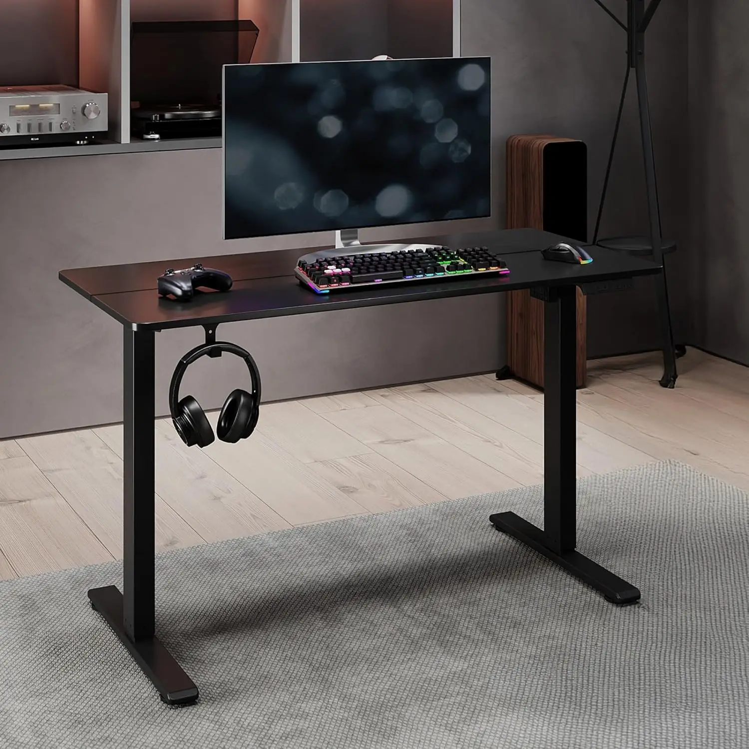 

48in Electric Height Adjustable Standing Desk, Black, Office Home Use, Customized