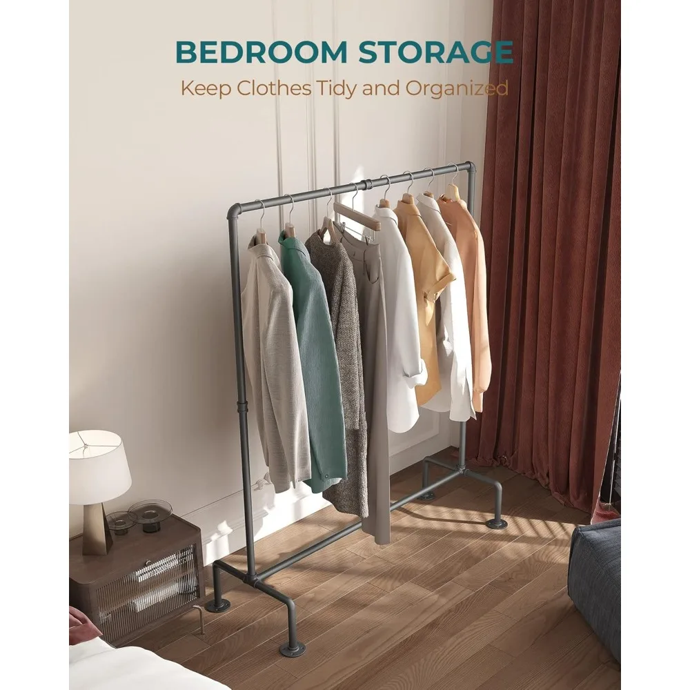 오로피 산업용 파이프 옷걸이, 독립형, 견고한 탈부착식 옷걸이, 의류 보관용 안정적인 4개의 다리 포함