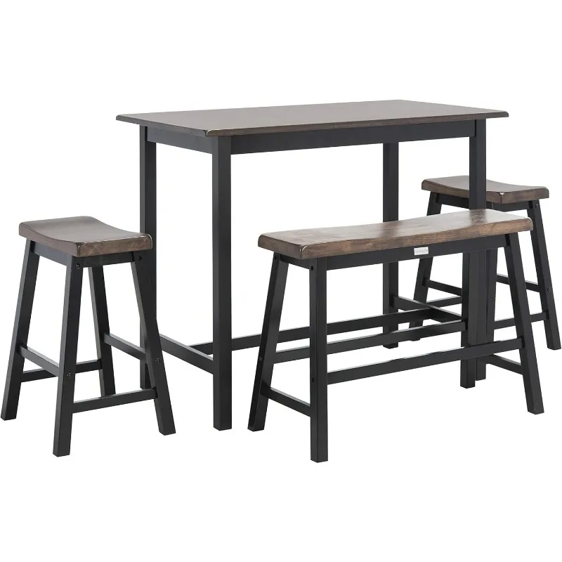 Home Collection Haley Set da Pub 4 pezzi, nero/marrone