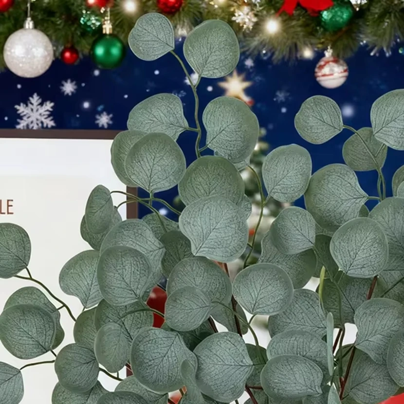 

Artificial Plants Eucalyptus Leaf Vine Christmas Decor Vase Home Room Wedding Party Garden Yard Rose Arch Scrapbook Fake Flowers