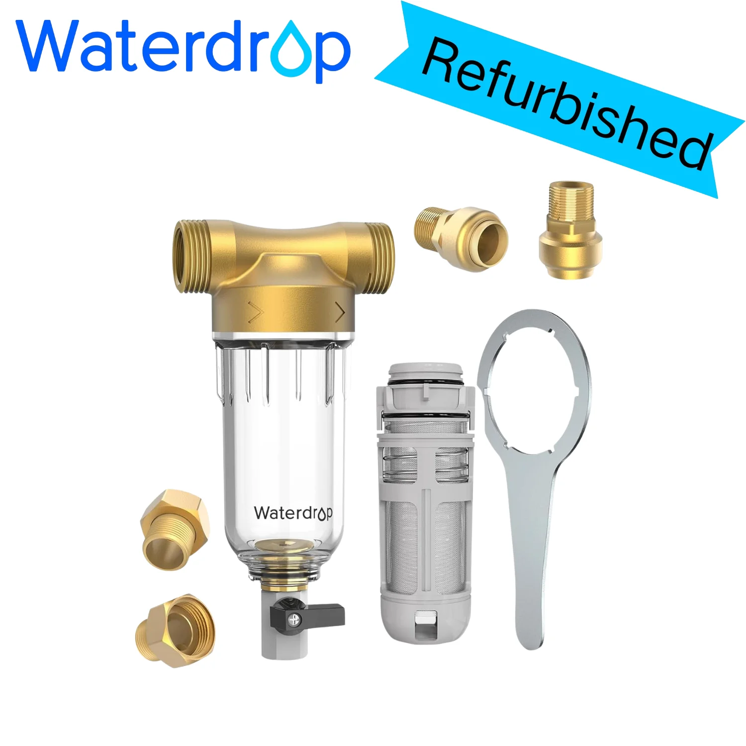 

Фильтр для воды Waterdrop Spin Down, система фильтрации для всего дома с обратной промывкой для скважинной воды, 40-50 микрон (восстановленный)