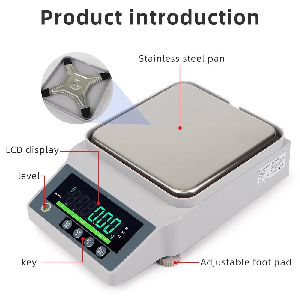 Balança eletrônica lcd de alta precisão, balança analítica de cozinha doméstica, 1kg 0.01g/10kg 0.1g/5kg 0.01g