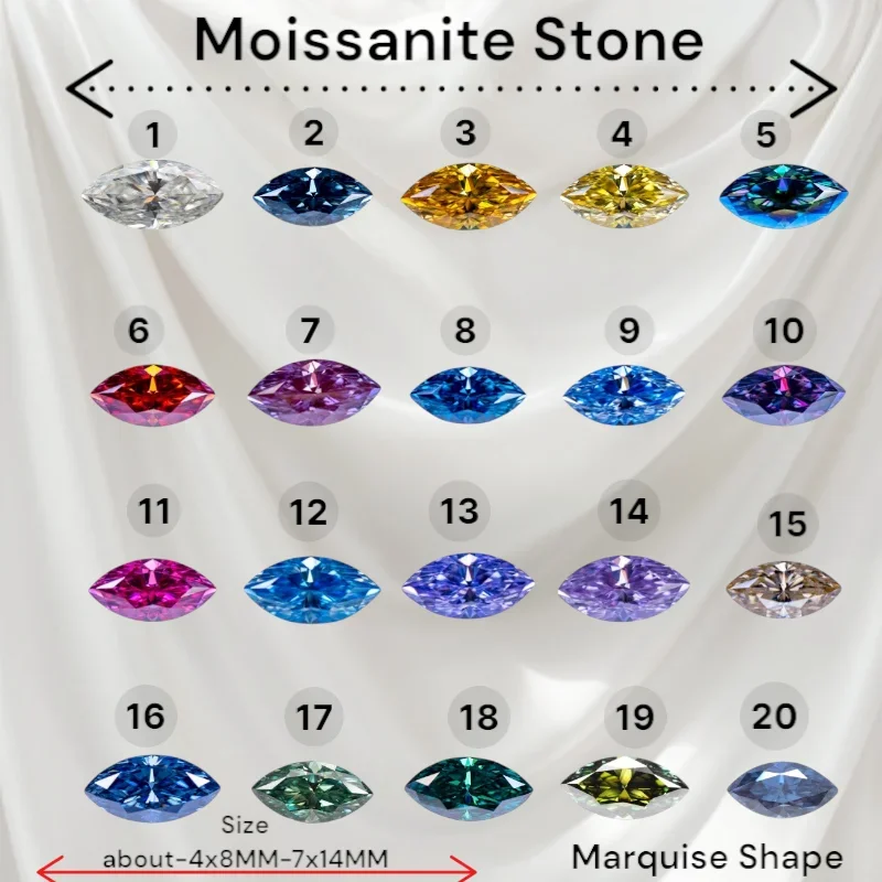 New Moissanite Stone Marquise Shape VVS1 Combination Chain Charms Beads with Certificate for Advanced Jewelry Making Materia