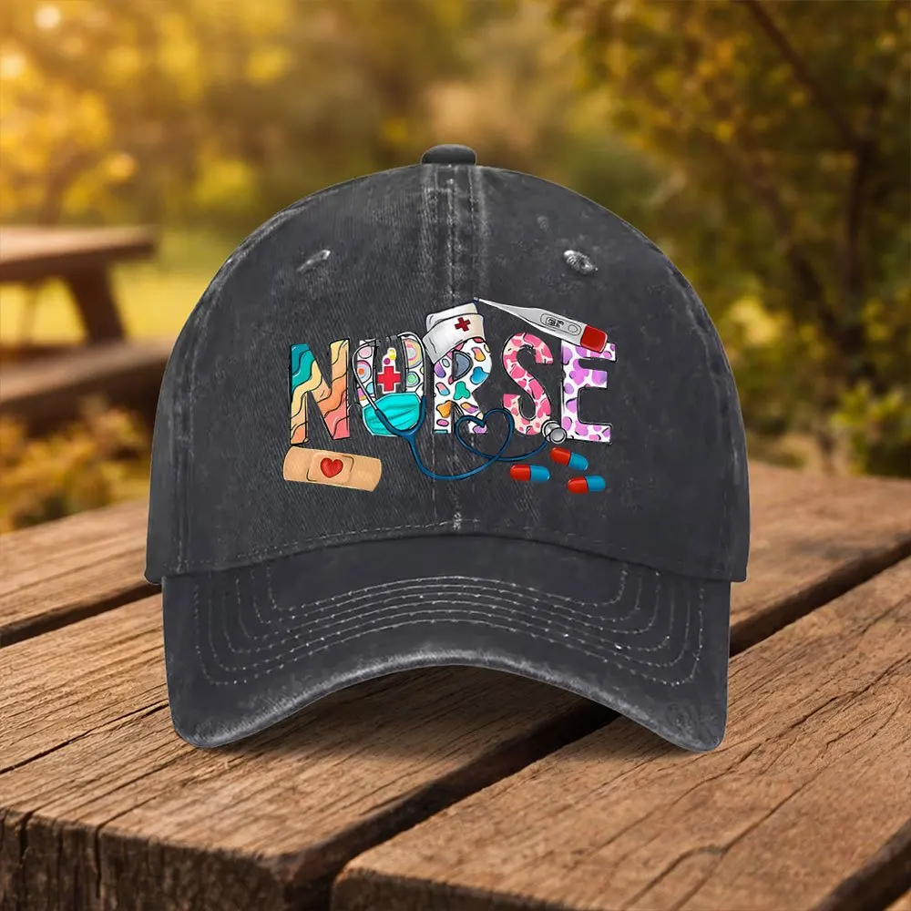 NURSE Print Baseball Cap, Unisex Fashion Duckbill Cap, Suitable for Outdoor Sports, Fitness, Travel, and Outings, Multiple Color