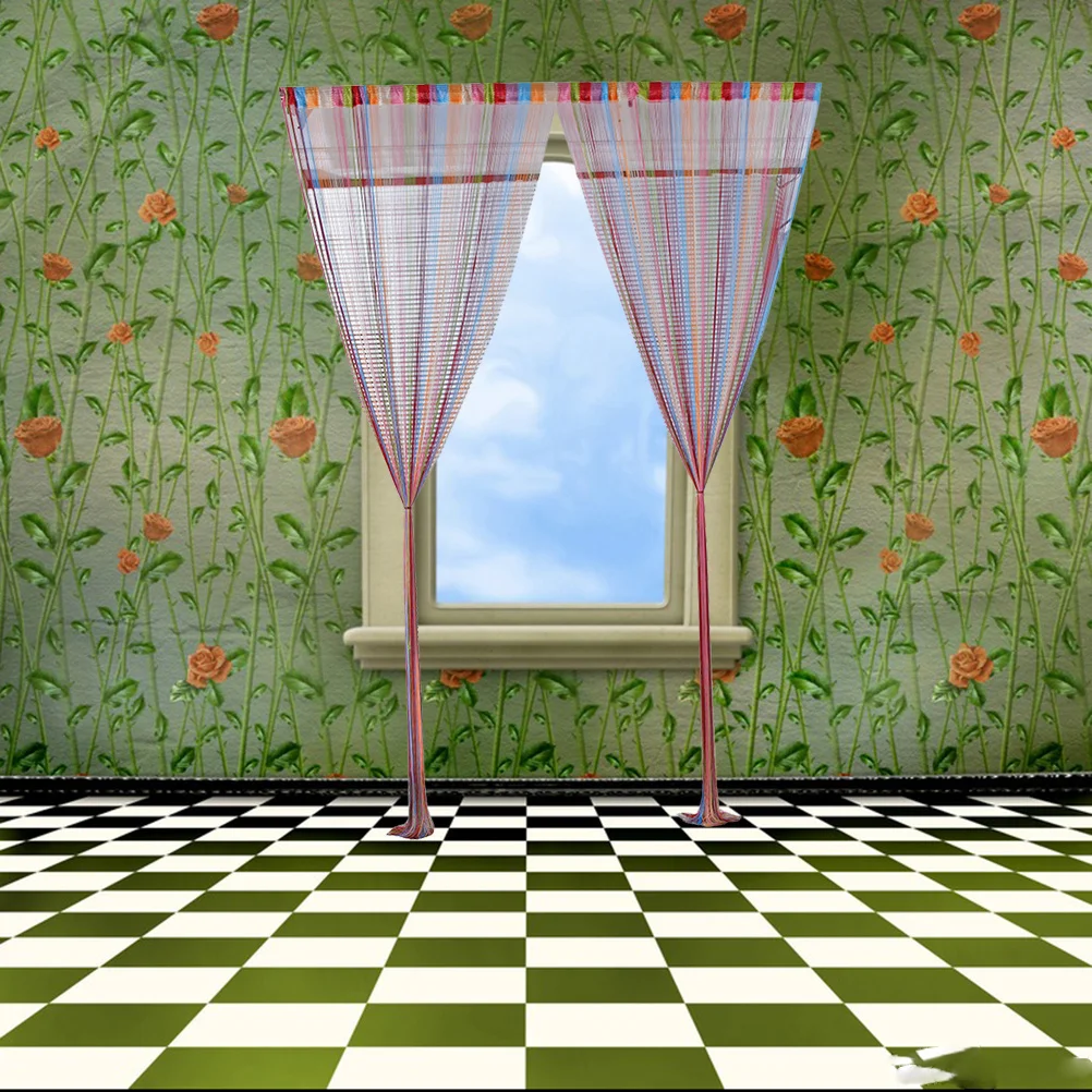 

100x200cm Multicolored Seven Colors String Curtain Creative Fashionable Room Divider for Living Room Bedroom Shop Display Drapes