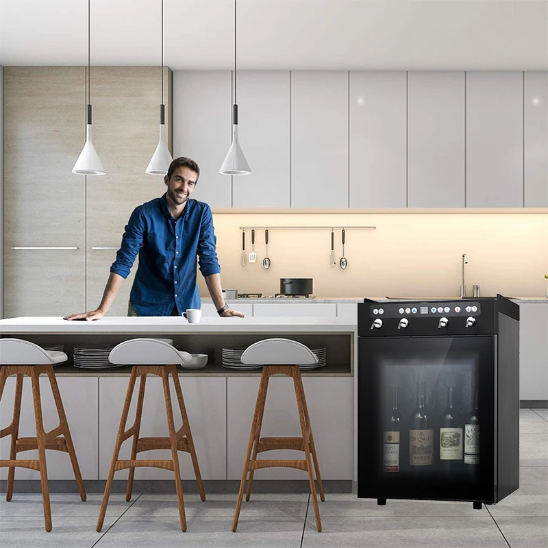 China High Quality Automatic Electric Wine Bar Compressor Refrigerator 4 Bottles Wine Dispenser