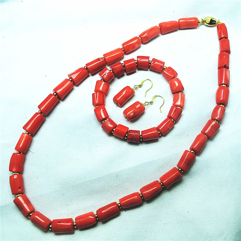 1 SETS WOMEN NECKLACE SETS WITH BRACELETS EARRINGS NATURAL CORAL BEADS TWO COLORS CHOICES GOOD FOR PARTY WEAR