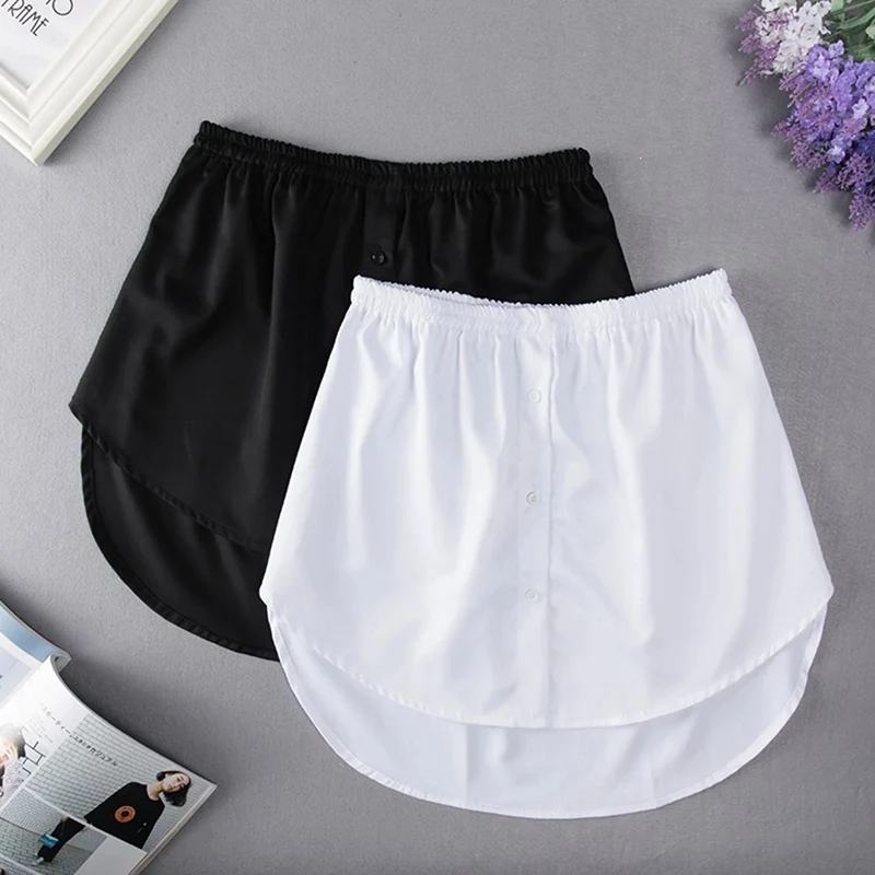 Cotton Detachable Shirt Extenders Irregular False Skirt Underskirt Tail Blouse Hem Short Women Sweater Hemline Garments White