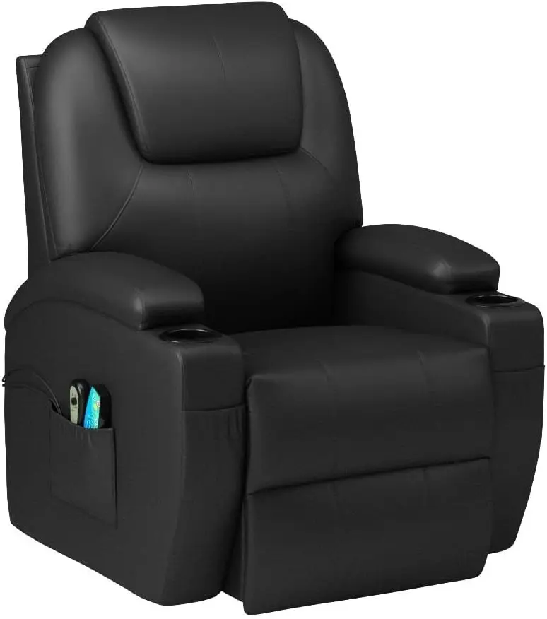 Electric Power Lift Recliner Chair for Elderly Reclining Sofa for Living Room with Massage and Heat Side Pockets and Cup Holders