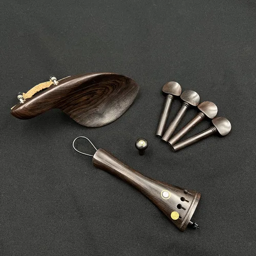 Imagen 2 del producto 1 Juego de accesorios de madera de ébano Natural para violín 4/4 de alta calidad, accesorios, pieza trasera, clavijas de afinación, clavijas, mentonera y soporte para barbilla