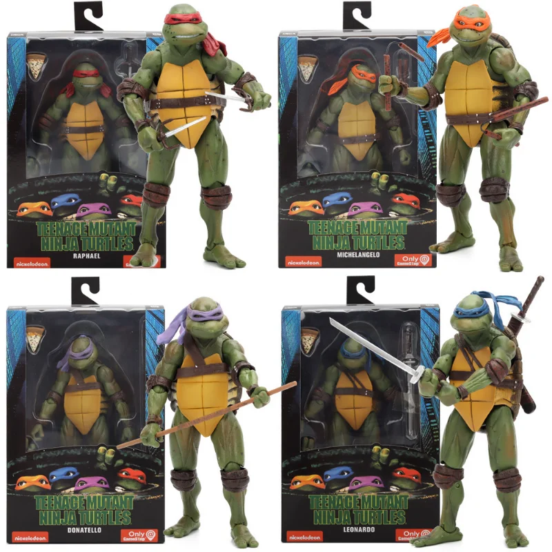 NECA Teenage Mutant Ninja Turtles 1990 Movie Version 7-inch Action Figure Collection Children's Gifts 4pcs 2023