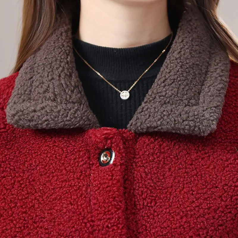 Automne hiver nouvelle mère haut de gamme polaire épaissie granulaire polaire mère vêtements automne hiver fourrure intégrée veste