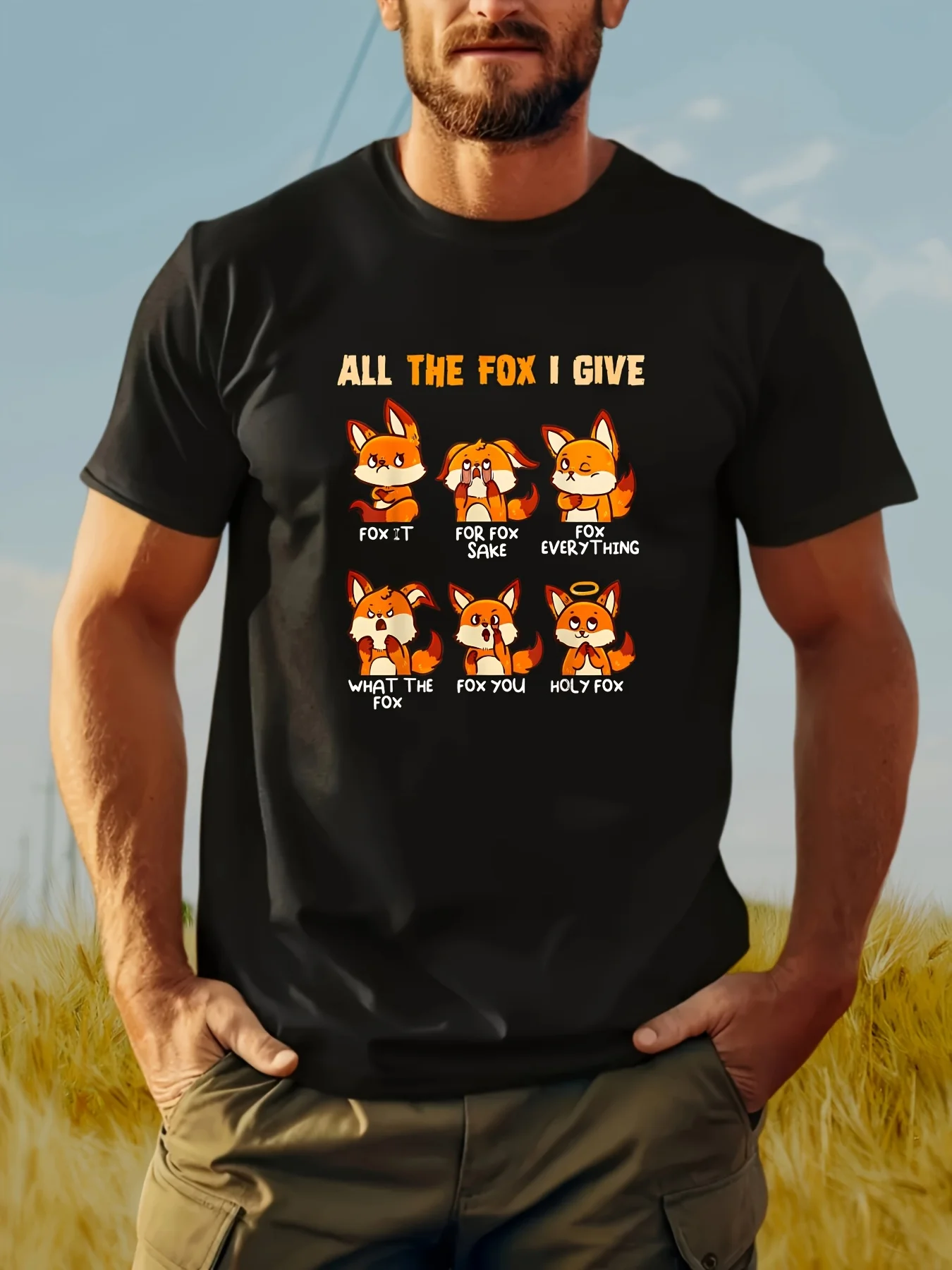 T-shirt Look At All The Fox I Give Funny Red Foxes No Fox Given - 100% coton - 180g