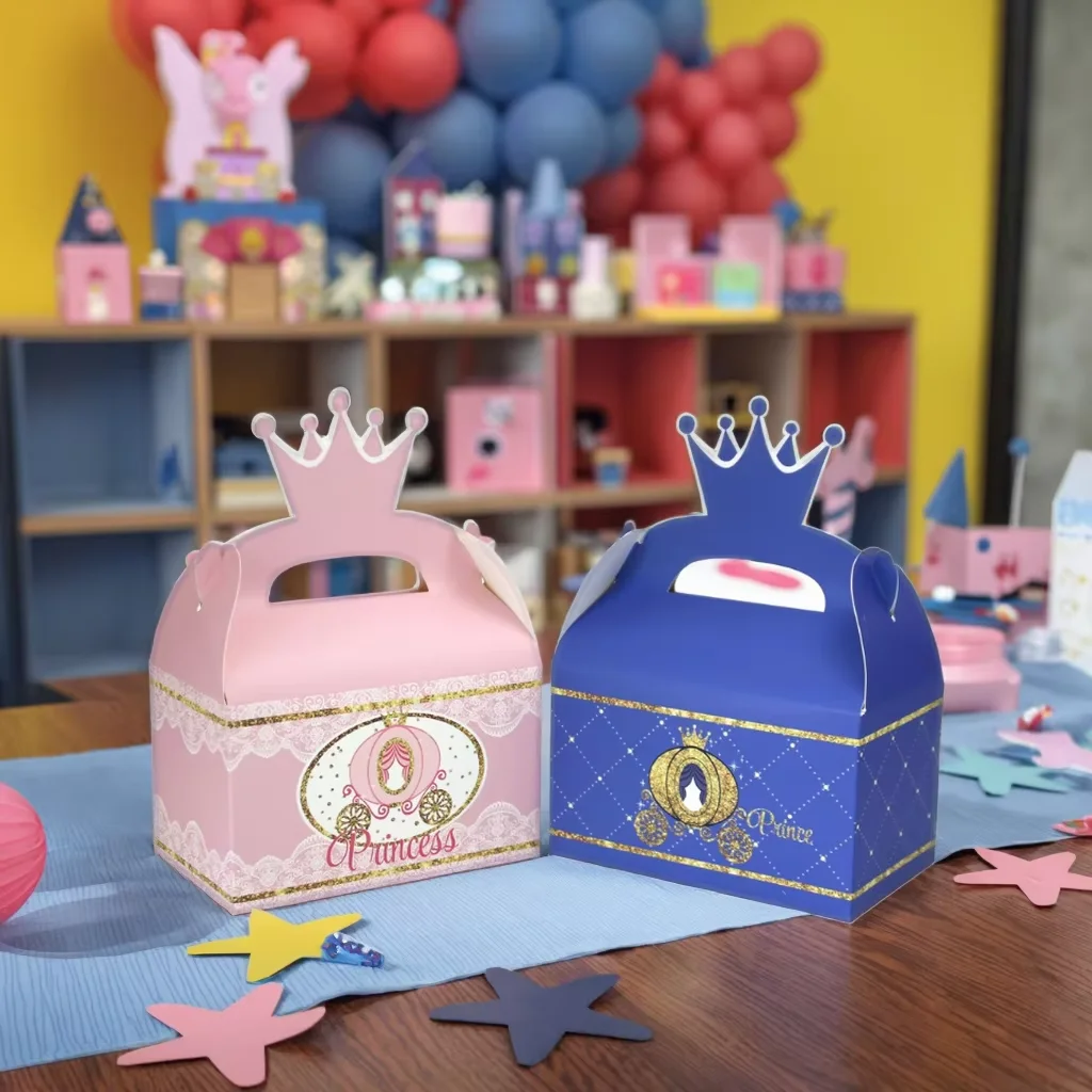 12PCS Princess Prince Birthday Theme Party Gift Candy Cake Handheld Box view 2