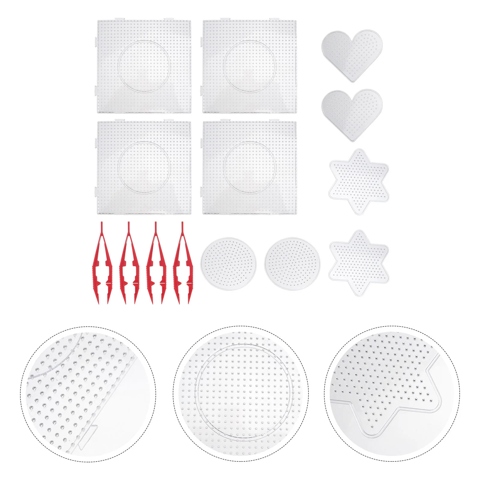 14PCS Fuse Beads Boards Clear Plastic Pegboards Children's DIY Educational Tool for Kids Craft Beads