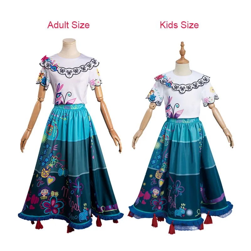 

Adult Kids Children Mirabel Cosplay Costume Dress Outfits Halloween Carnival Suit For Women Girls Role Play New Version
