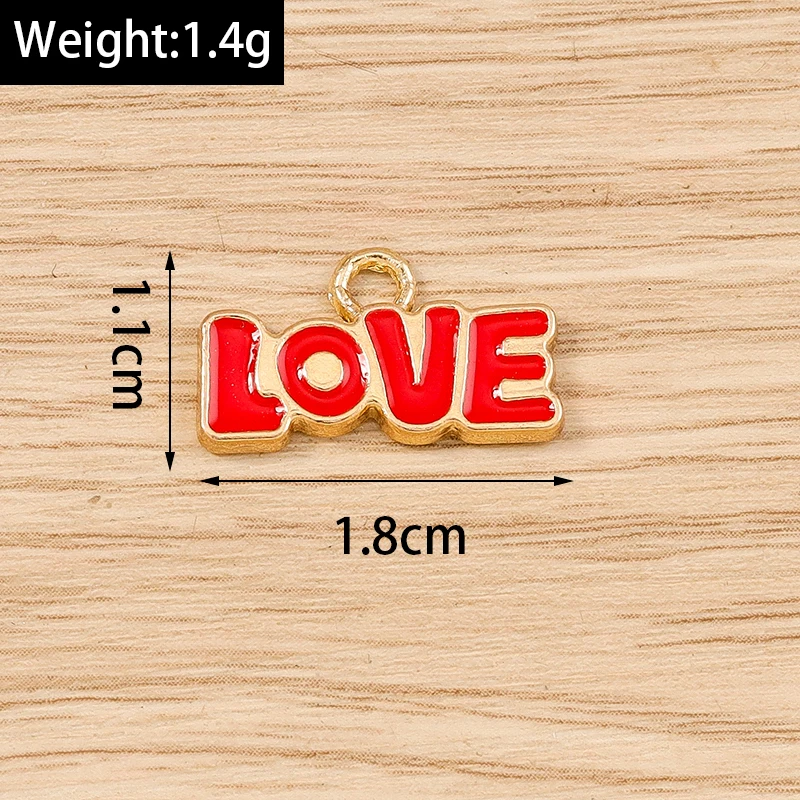 10pcs 18x11mm Cute Enamel LOVE Letter Charms Pendants for Drop Earrings Necklaces Bracelet DIY Crafts Jewelry Making Accessories