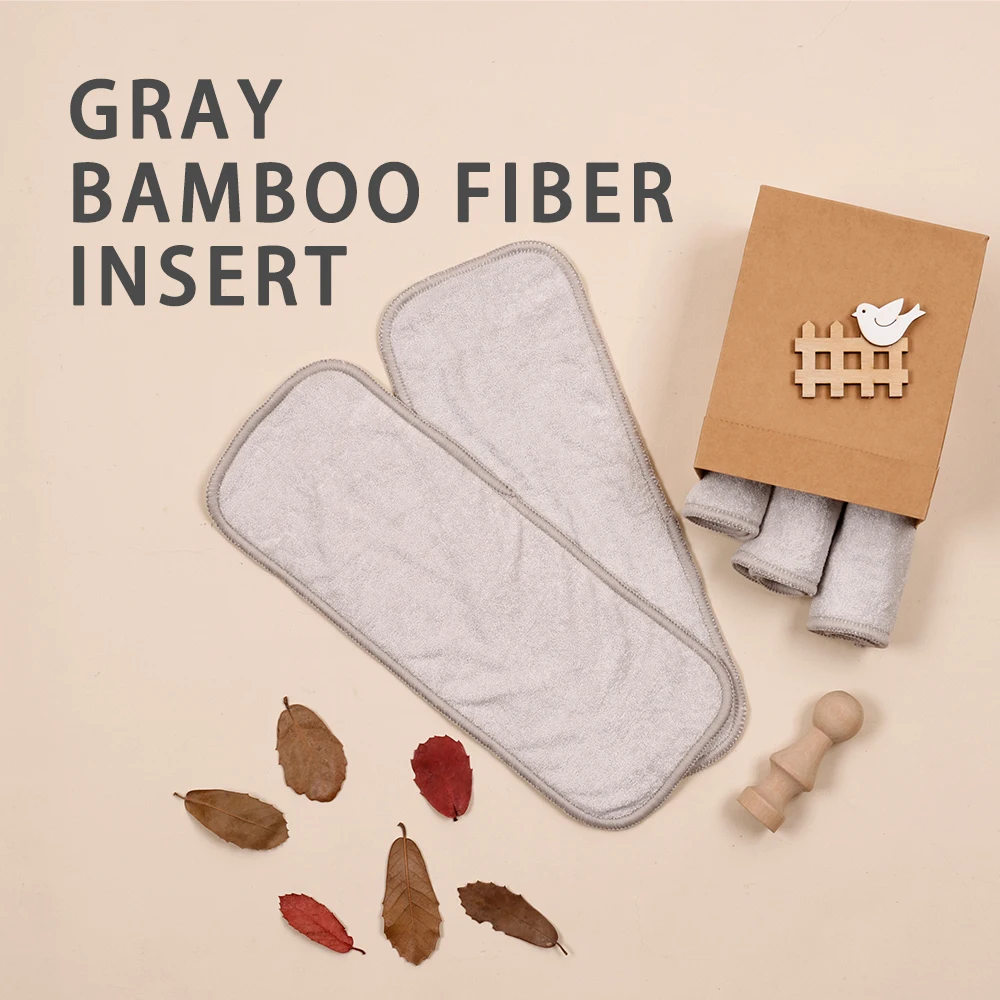 Kangobaby 5/10Pcs Bamboo Fiber Baby Diaper Inserts Reusable Washable Nappy Liners Grey Color Soft Absorbent Cloth Diaper Pad