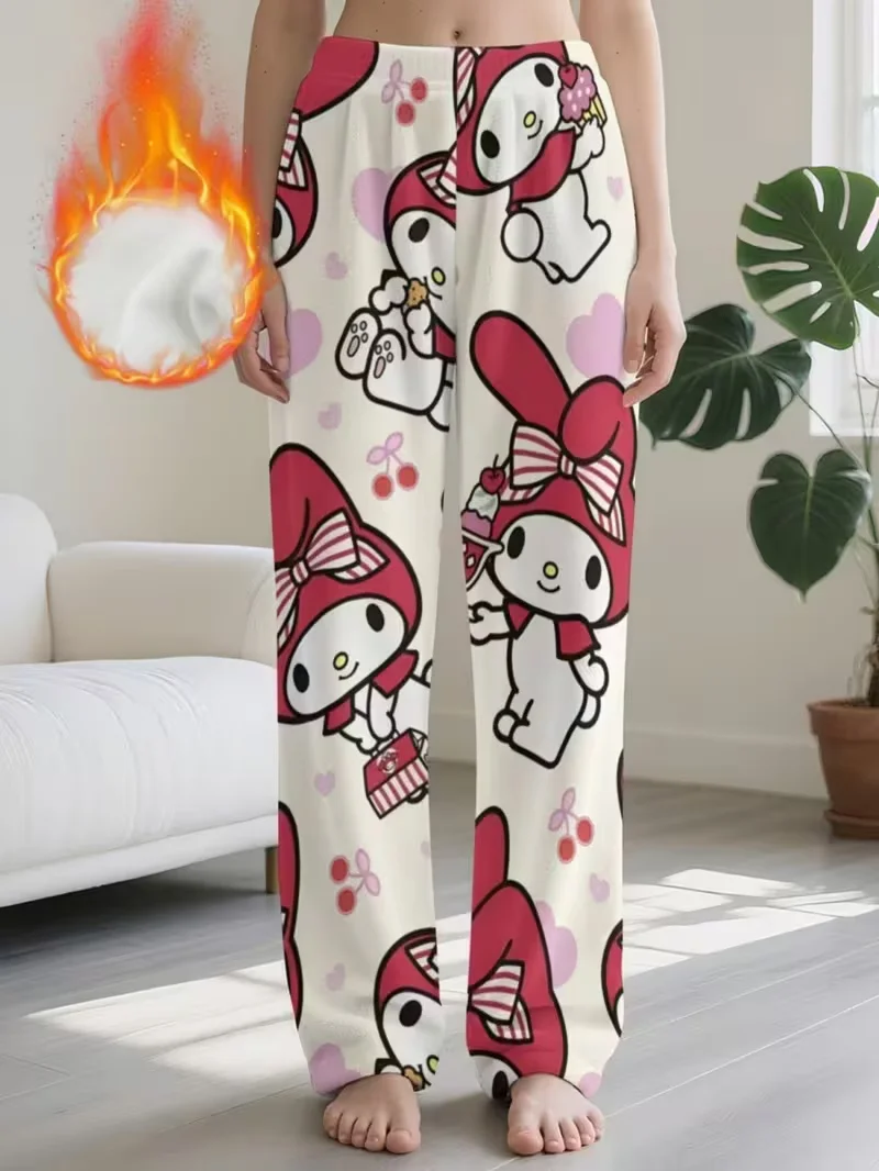 

Sanrio Family, рождественские штаны для сна с большими ушами собаками, осенне-зимние плюшевые штаны с героями мультфильмов для взрослых и детей, теплые для отдыха