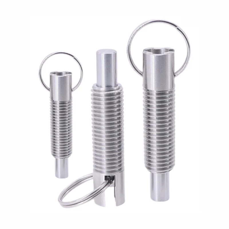 Slotted Pull Ring Indexing Pin Self-Locking Knob Column M8 M10 Retractable Spring Positioning Bolt Indexing Column with Ring