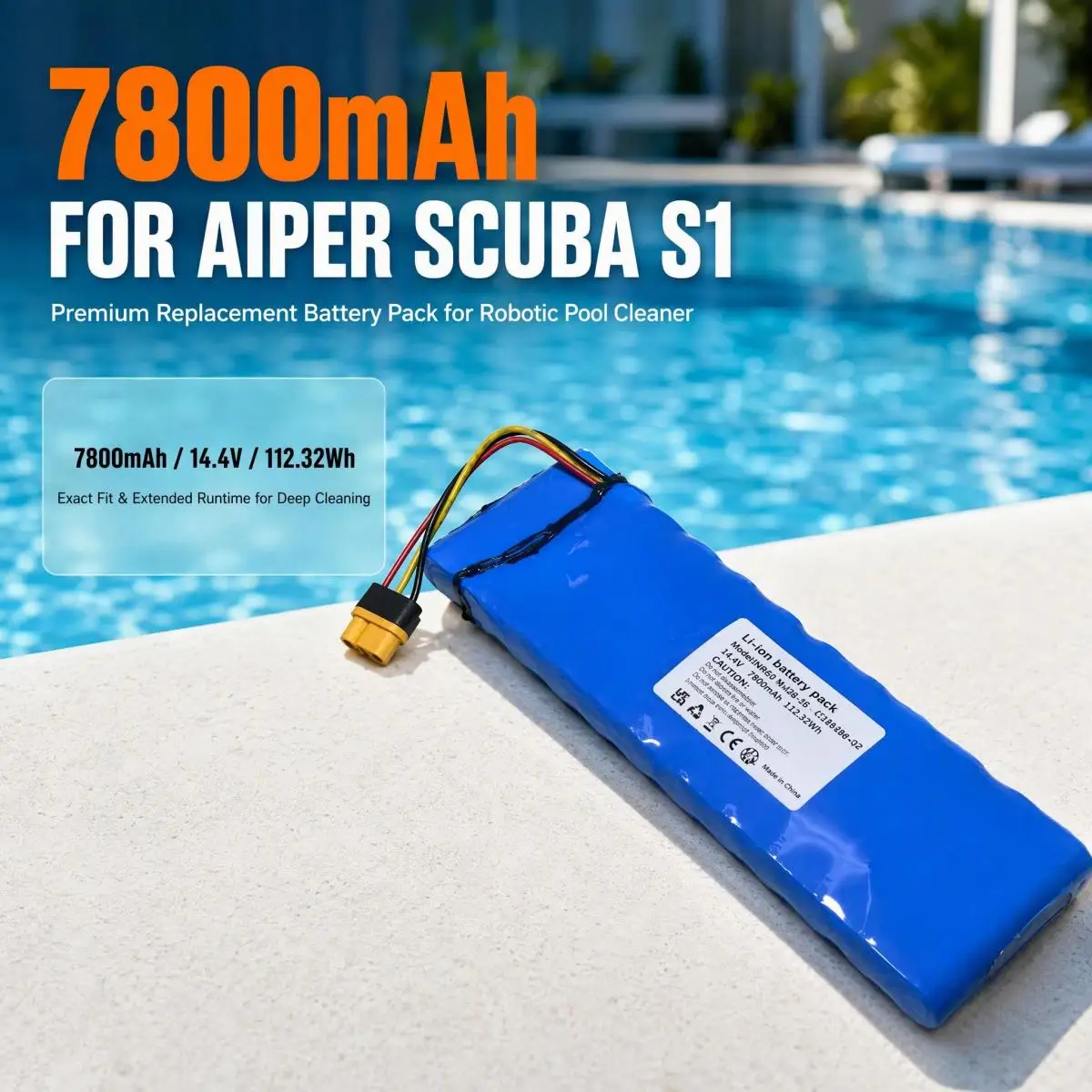 7800mAh Replacement Battery Pack For Aiper Scuba S1 Robotic Pool Cleaner Swimming Pool Robot Spare Replacement Battery