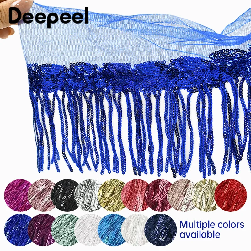

5/10Yards 10cm Sequins Fringe Tassels Lace Trim Latin Dresses Tassel Dance Clothes Decor Trimmings Fringes Sewing Accessories