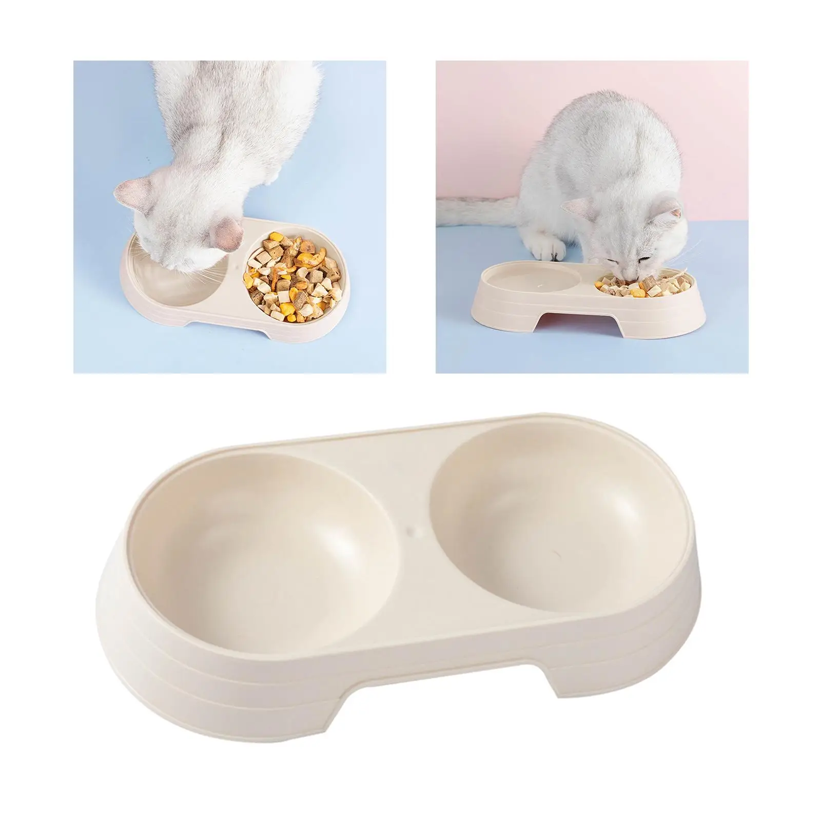 Premium Double Cat Bowls Pet Feeder Pet Supplies Food Dispenser Feeding Dishes for Small Dogs Kitten Puppy Indoor Cats Supplies