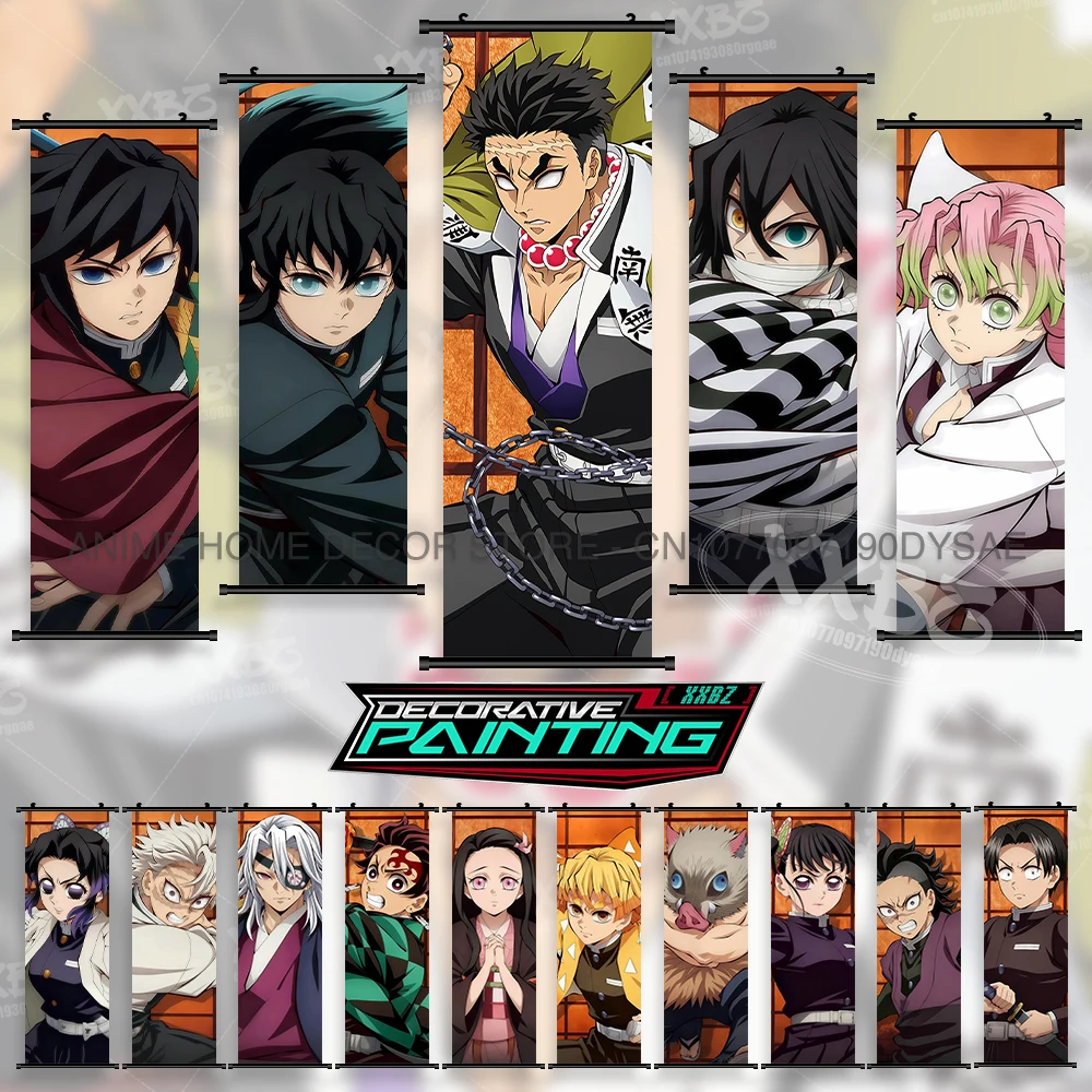 โปสเตอร์ตัวละครจากอนิเมะ ภาพยนตร์ ของตกแต่งบ้าน ภาพแขวนผนัง งานศิลปะตกแต่งผนัง ภาพม้วน สำหรับดาบพิฆาตอสูร: คิเมทสึ โนะ ไยบะ