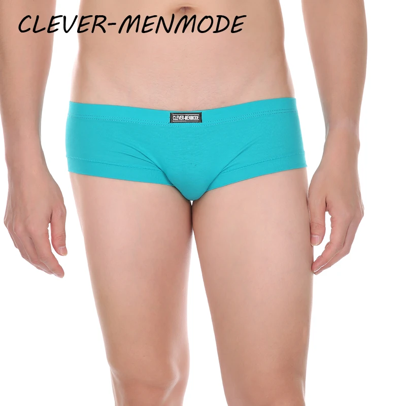 CLEVER-MENMODE Tight Short Panties Men\'s Sexy Low-Rise Cotton Mini Micorn Boxers Hot Ultra Short U Convex Underwear