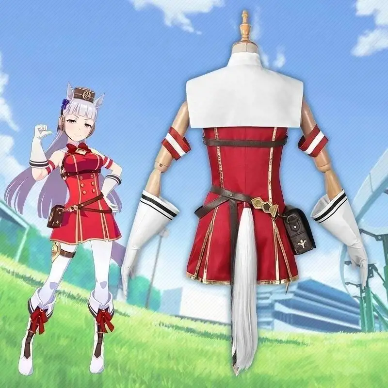 لعبة Umamusume جميلة ديربي الذهب السفينة تأثيري حلي أوما موسومي المرأة فستان مثير البدلة حفلة الهالوين الزي موحدة السفينة الذهبية