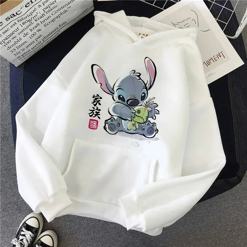 Hoodies & Sweatshirts New Arrivals Women's Autumn Winter Long Sleeve Warm Jacket Disney Lilo & Stitch Group Solid Jacket Hoodies