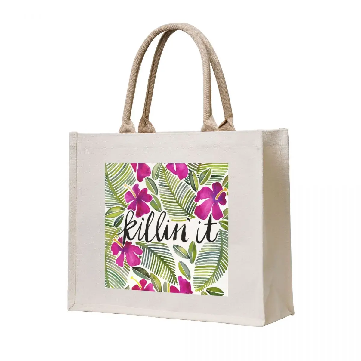 

Killin' It – Tropical Pink Tote Bag tote bag men's custom canvas bag custom fabric foldable reusable