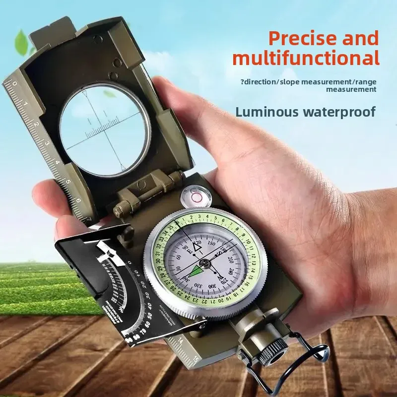 Zinc‑Alloy Multifunctional Luminous Compass with Slope Meter for Hiking Camping Hunting Field Exploration Navigation Tool Gear