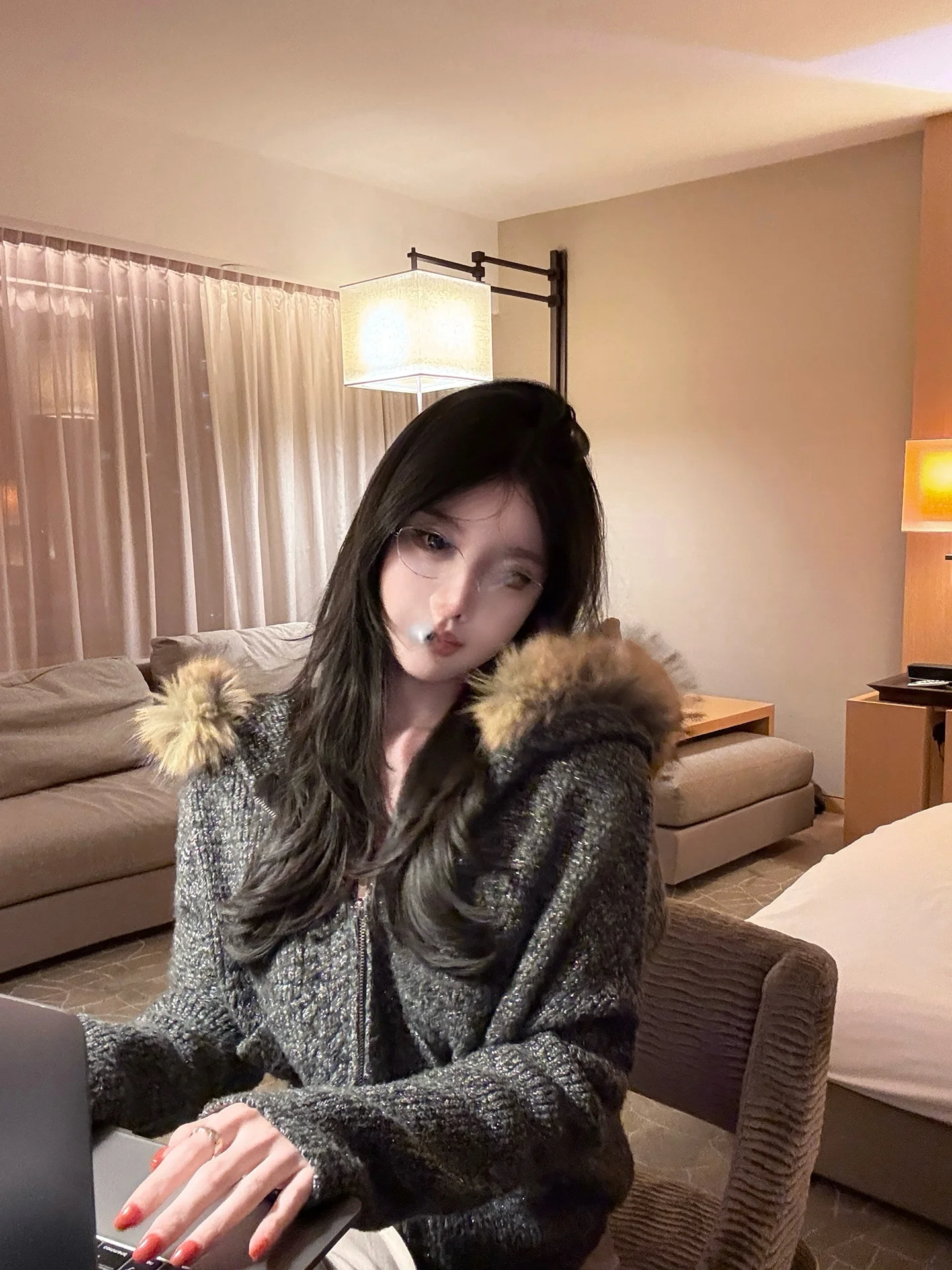 

Вязаный кардиган Laareetoo в винтажном стиле с капюшоном на молнии, свободный, универсальный, для женщин, весенний сезон