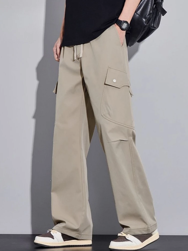 

Loose Multipockets Men's Straight Cargo Pants Spring Summer Harajuku Casual Korean Style Techwear New in Fashion Male Trousers