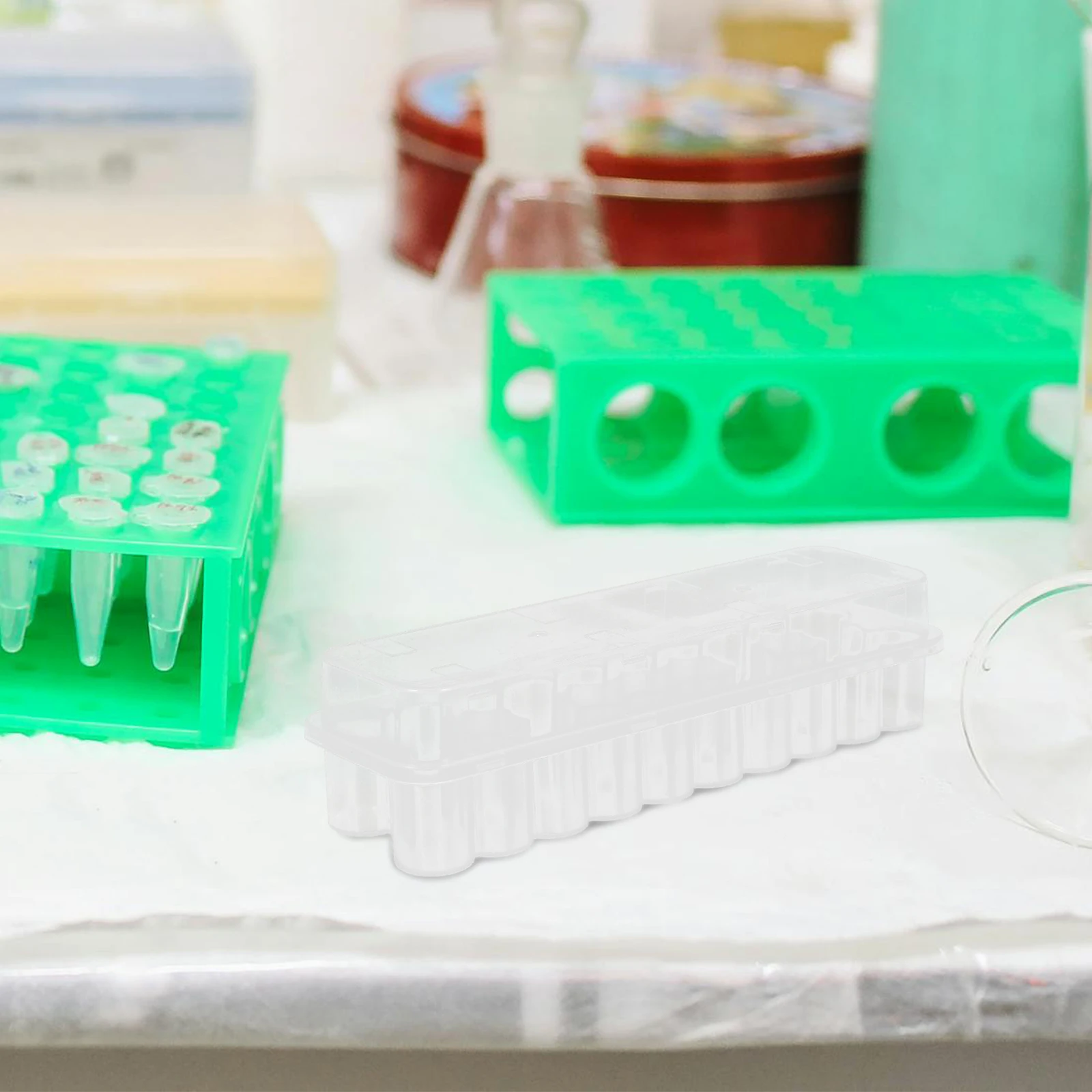 

Durable Plastic Vial Storage Microtube Organizer Portable Essential Oil Rack Transparent Test Tube Holder