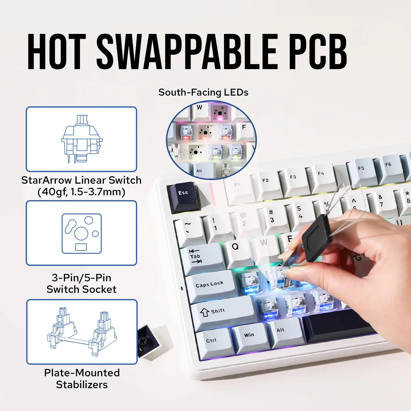 AULA F99 96% Wireless Gaming Mechanical Keyboard 99 Keys Numpad Gasket Hot Swap RGB Backlit BT5.0 2.4G Wired 8000mAh PBT Keycaps